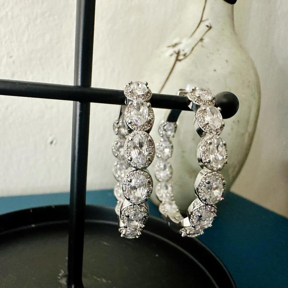 Harper Ray Crystal Hoop Earrings - Picture 2 of 9
